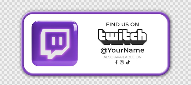 PSD banner para adquirir seguidores con banner para adquirir seguidores con el icono de twitch en backgro transparente