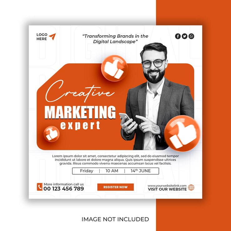 PSD banner de agencia de marketing digital y redes sociales corporativas o plantilla de publicación de instagram