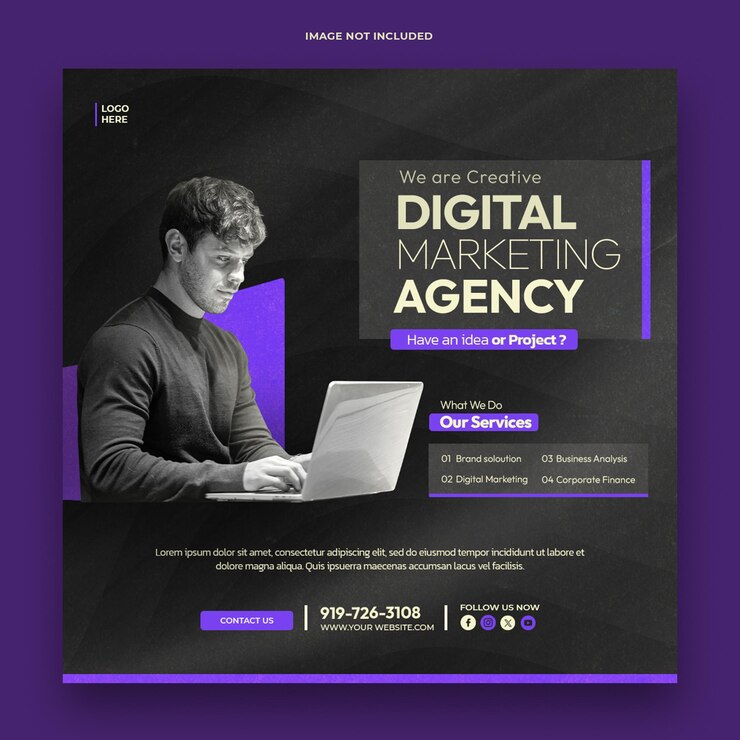 PSD banner de agencia de marketing digital y redes sociales corporativas o plantilla de publicación de instagram