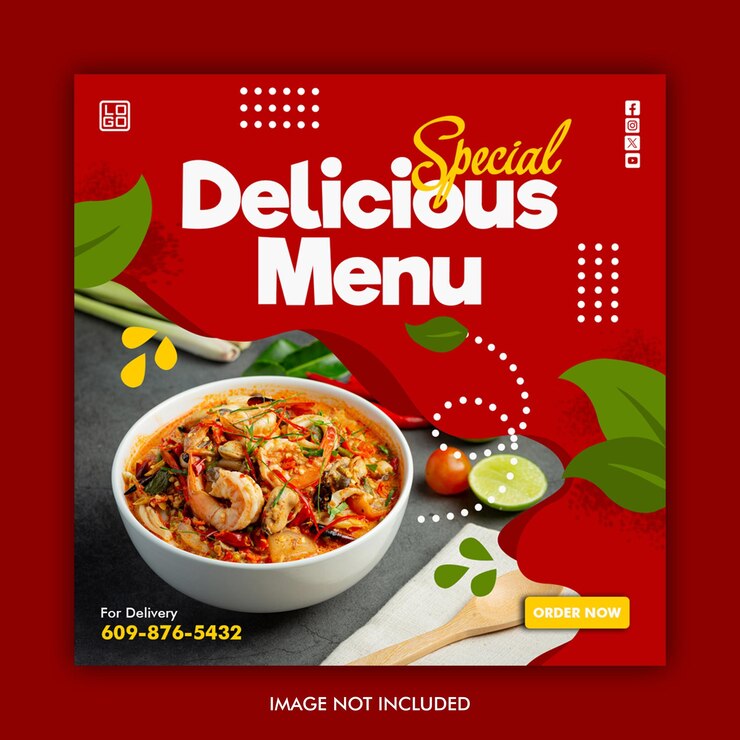 Banner alimentare PSD per il post Instagram sui social media