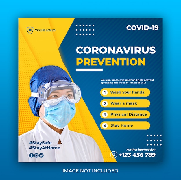 Banner de atención médica con tema de prevención de virus