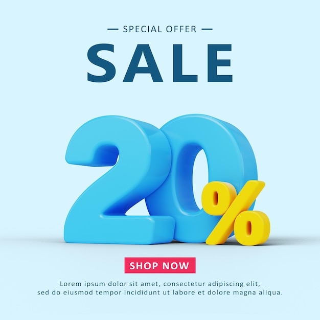 Banner blu sconto 20 Premium PSD