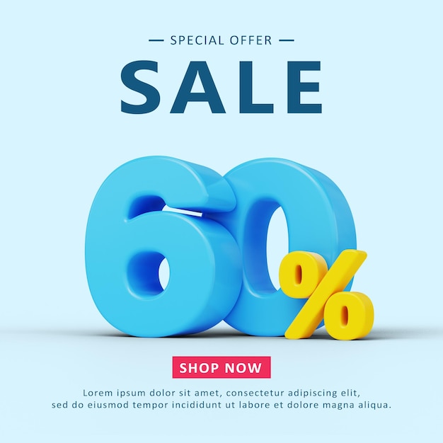 Banner blu sconto 60 Premium PSD