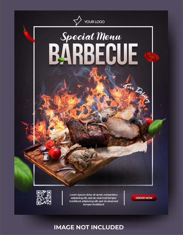 Banner de cartel de barbacoa de restaurante de menú especial