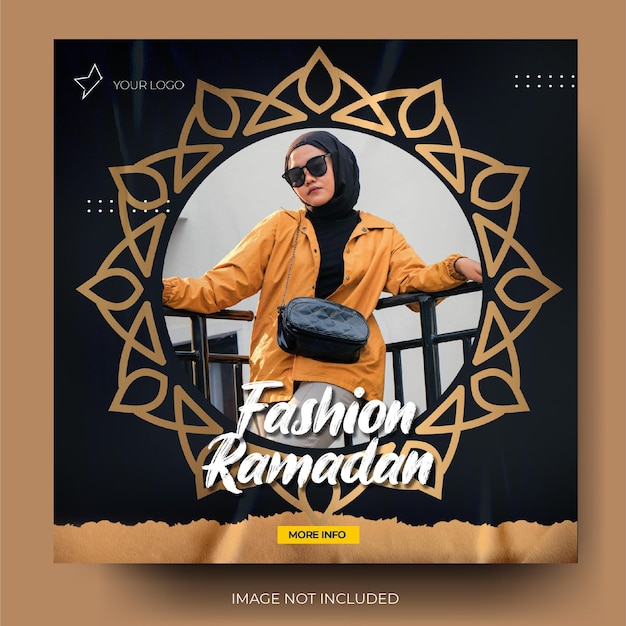 PSD banner de cartel de instagram de venta de moda de ramadán