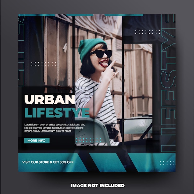 Banner de cartel de redes sociales de instagram de venta de moda oscura y verde de moda