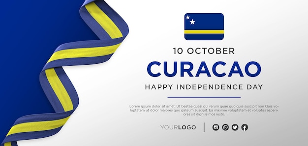 PSD banner de celebración del día de la independencia nacional de curacao, aniversario nacional