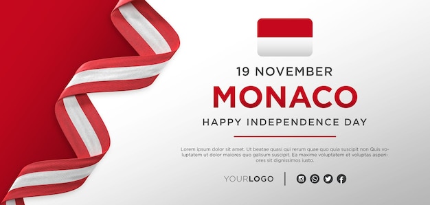 PSD banner de celebración del día de la independencia nacional de mónaco, aniversario nacional