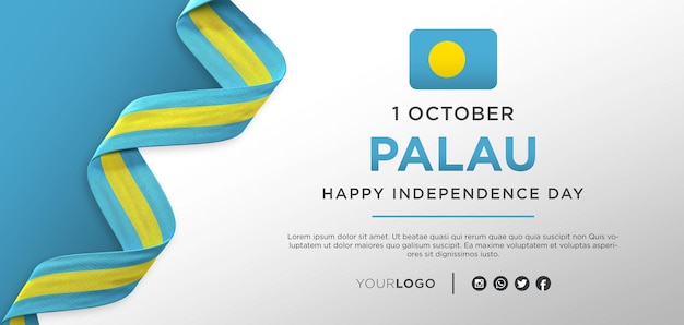 Banner de celebración del día de la independencia nacional de palau, aniversario nacional