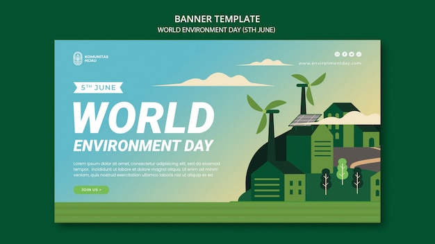 PSD banner de celebración del día mundial del medio ambiente