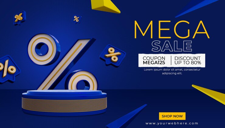 banner colorido modelo de postagem de mídia social pódio de venda com desconto
