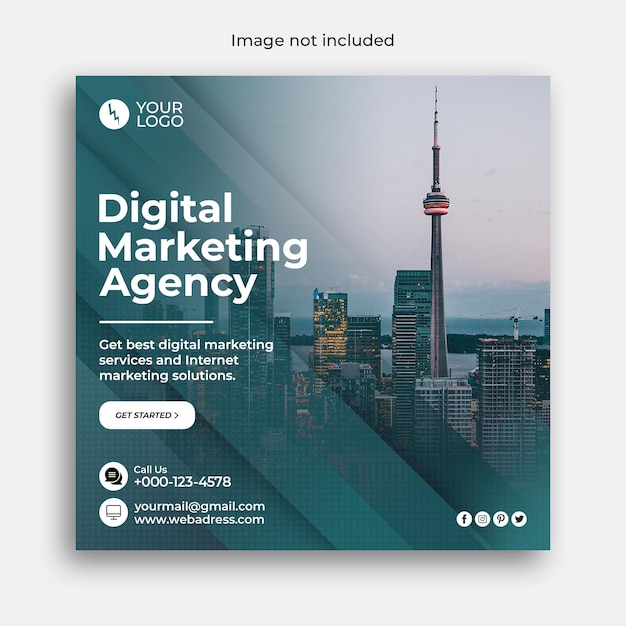 Banner comercial de marketing digital o banner de redes sociales corporativas y publicación de instagram