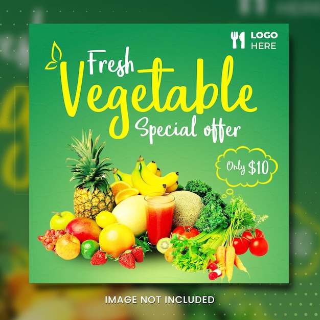 PSD banner de comida saludable vegetal.