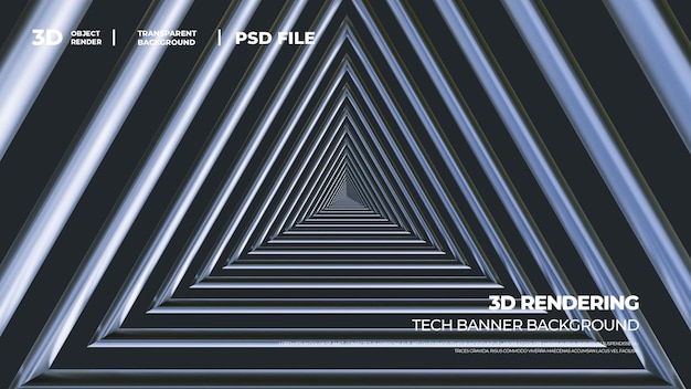 Banner à couches de triangle technologique PSD rendu en 3D