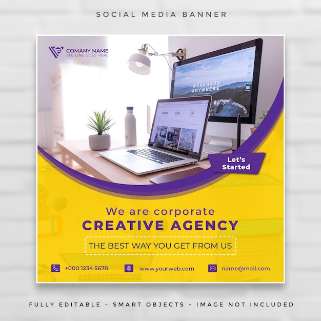 Banner cuadrado de marketing empresarial digital