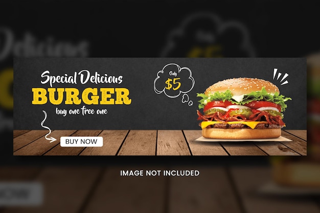 PSD banner de cubierta de comida de hamburguesa