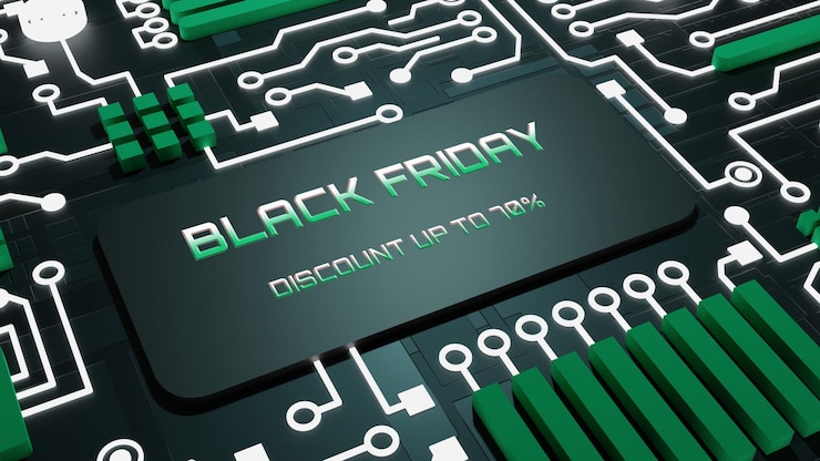 PSD banner cyber monday circuitos 3d tecnología de luz de neón