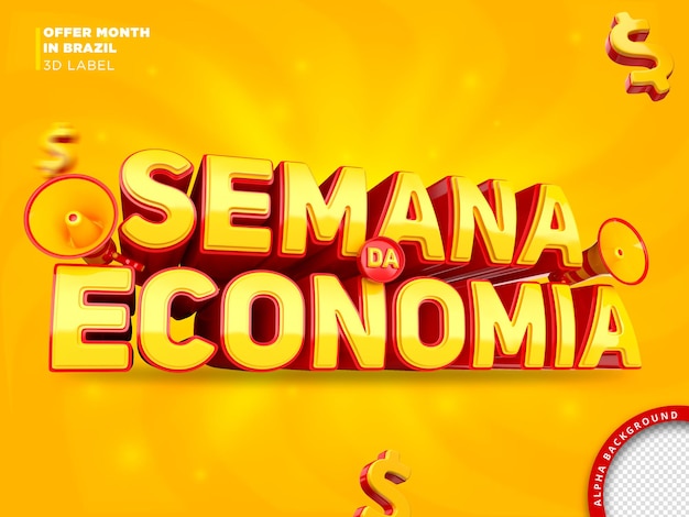 Banner da semana econômica para design de renderização em 3d da campanha de marketing
