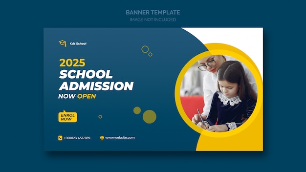 Banner da web de admissão escolar ou modelo de banner social
