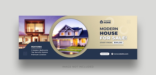 Banner da web de capa de mídia social para venda residencial de agência imobiliária