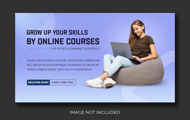 PSD banner da web de educação de cursos on-line e design de modelo de capa do facebook psd