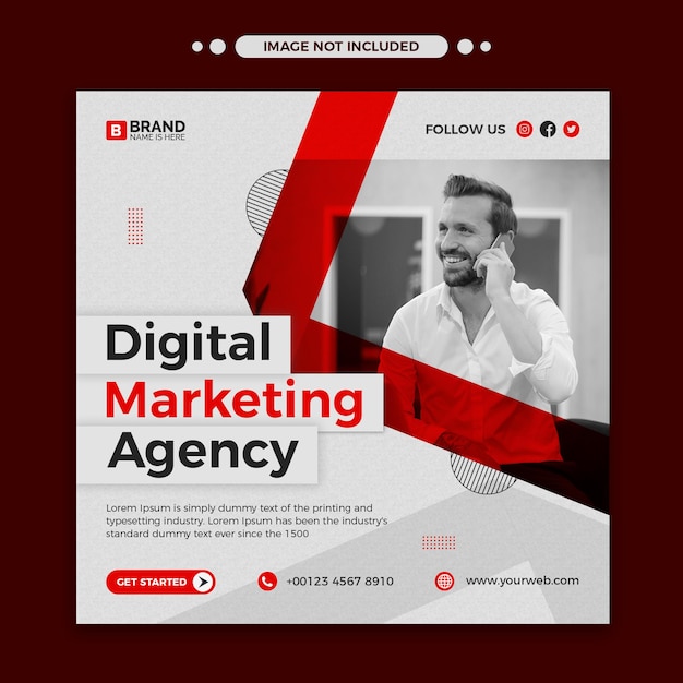 PSD banner da web de mídia social para agência de marketing digital ou modelo de flyer quadrado