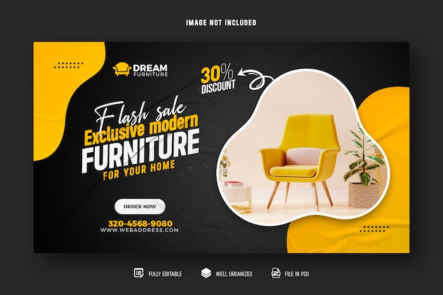Banner da web de móveis modernos e modelo de design de capa de cabeçalho