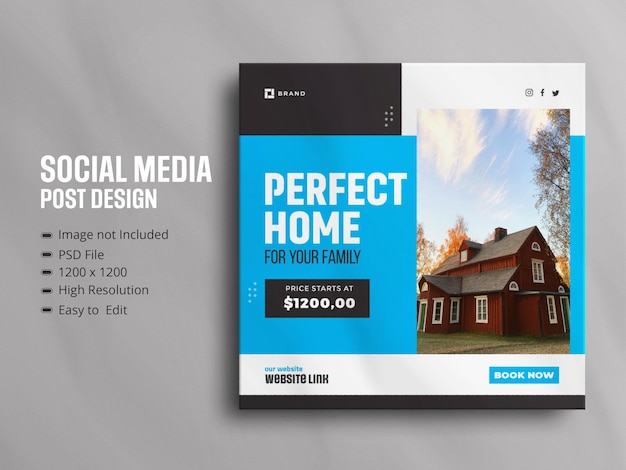 PSD banner da web de venda de mídia social de propriedade de casa imobiliária para história do instagram