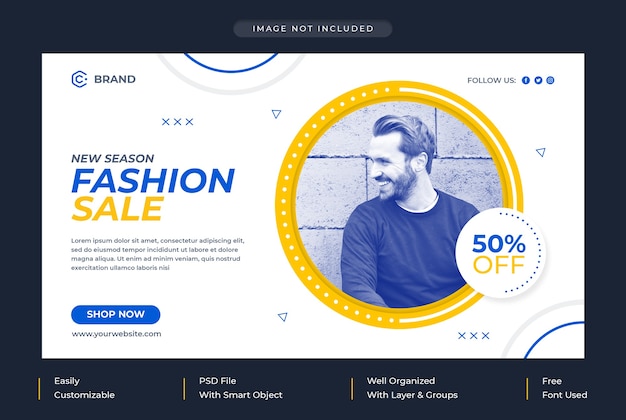 Banner da web de venda de moda da nova temporada ou modelo de postagem em mídia social