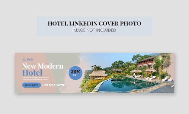 Banner da web de viagens de modelo de foto de capa do hotel linkedin