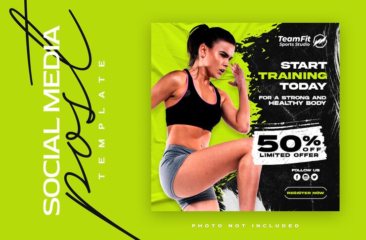 PSD banner da web fitness ou modelo de design de postagem de mídia social