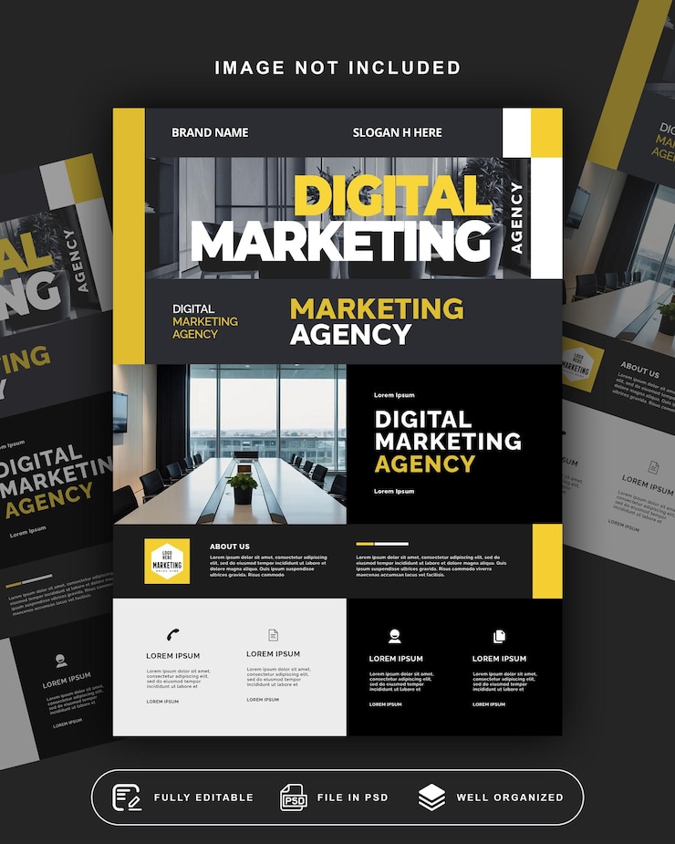 PSD banner de agência de marketing digital e mídia social corporativa