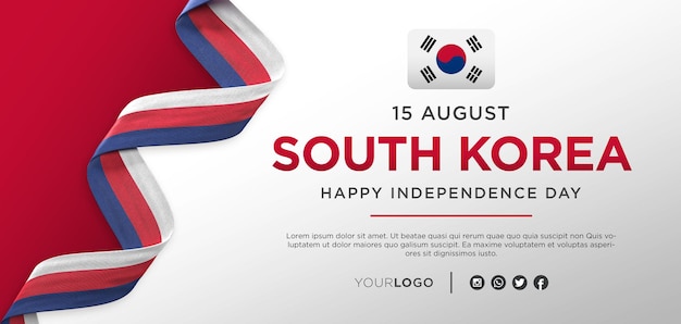 PSD banner de celebração do dia da independência nacional da coreia do sul, aniversário nacional