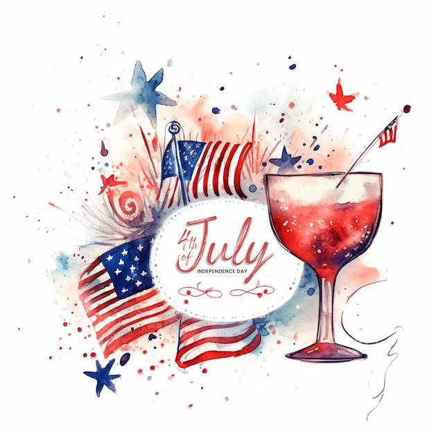 Banner de comemoração do Dia da Independência dos EUA de 4 de julho com festa de padrão de bandeira americana