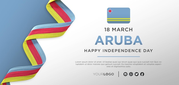 PSD banner de comemoração do dia da independência nacional de aruba, aniversário nacional