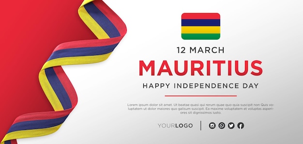 Banner de comemoração do dia da independência nacional de maurício, aniversário nacional