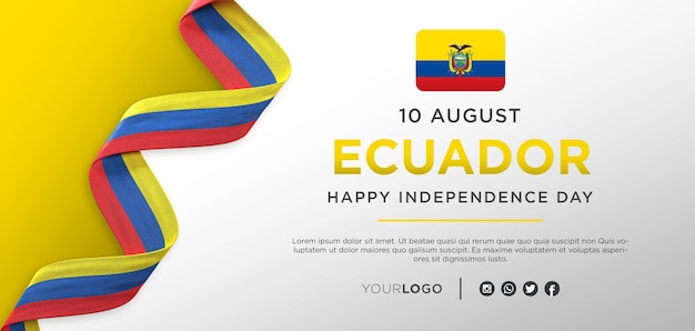 Banner de comemoração do dia da independência nacional do equador, aniversário nacional