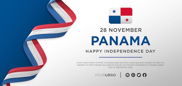 Banner de comemoração do dia da independência nacional do Panamá, aniversário nacional