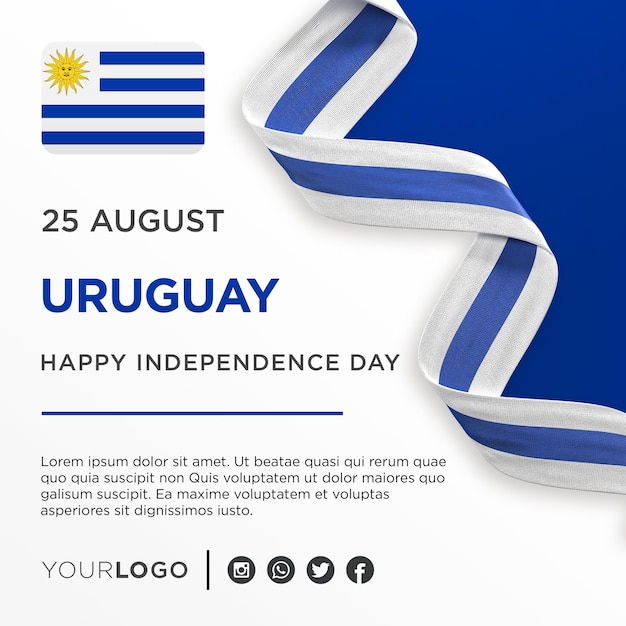 PSD banner de comemoração do dia da independência nacional do uruguai aniversário nacional modelo de postagem em mídia social