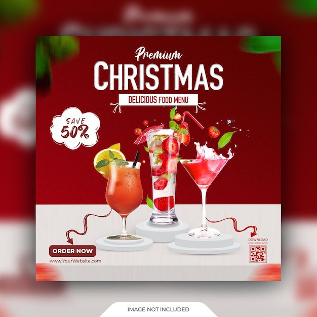 Banner de comida de venda especial de Natal e modelo de design de postagem de mídia social