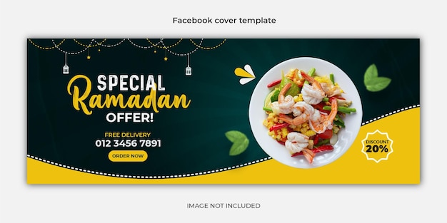 Banner de comida do Ramadã e design de modelo de capa do Facebook