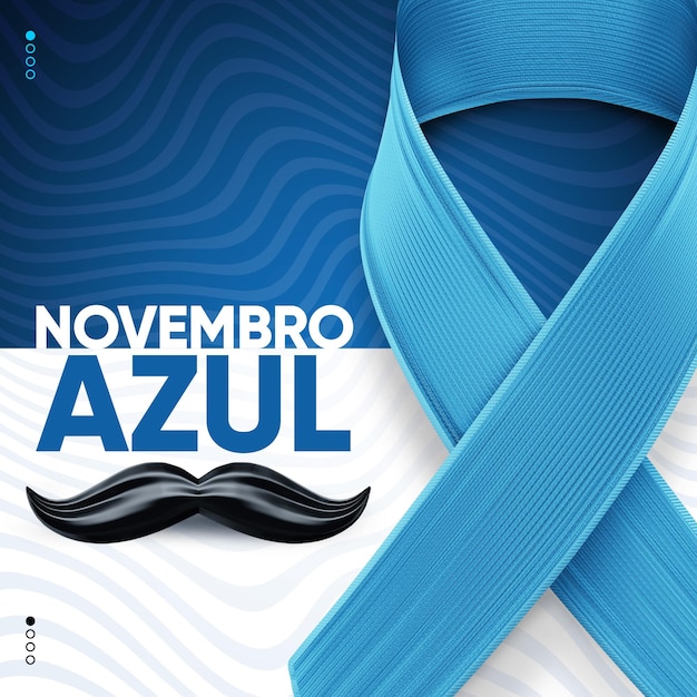 PSD banner de conceito azul de novembro para câncer de próstata