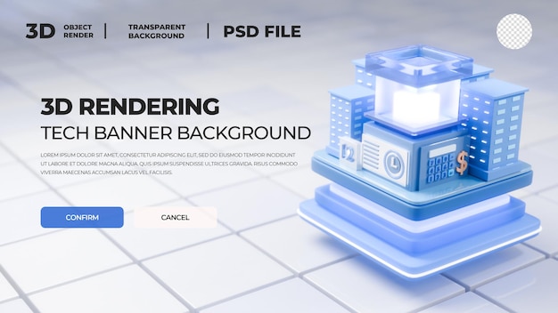 Banner de construção de renderização 3D