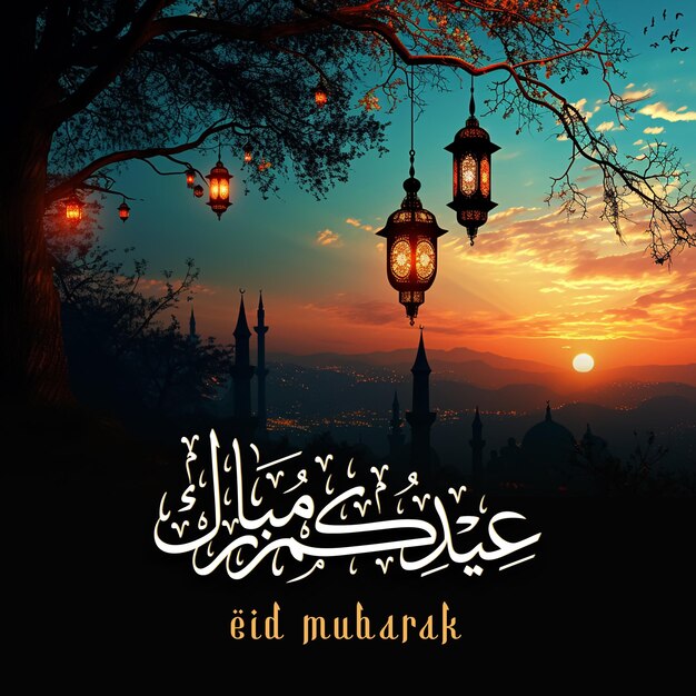 Banner de Eid Mubarak nas mídias sociais