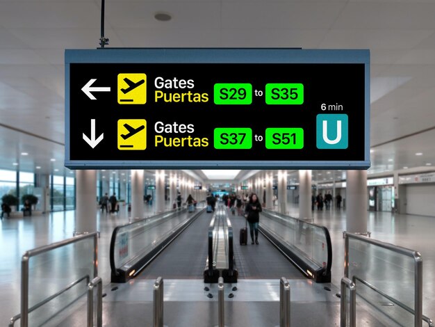 PSD banner de exibição de aeroporto objeto inteligente arquivo editável completo