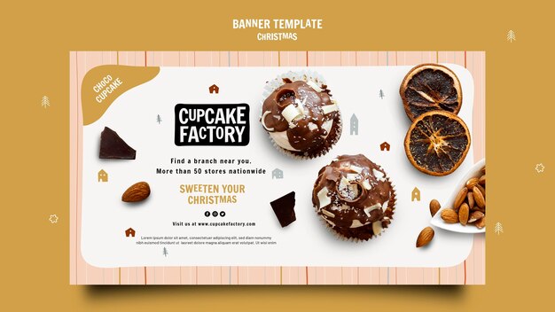 Banner de fábrica de cupcake de Natal