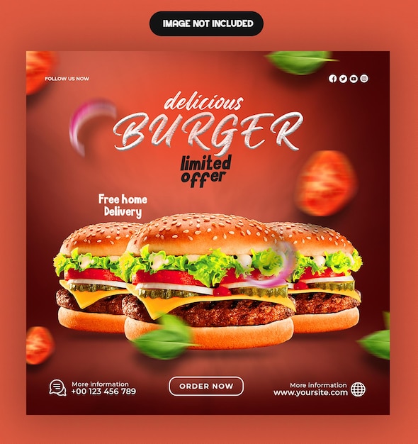 PSD banner de fast food postagem em redes sociais