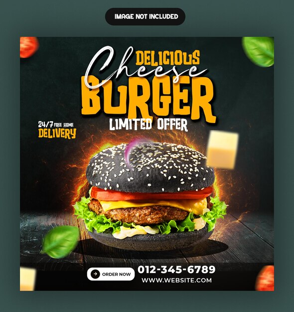 PSD banner de fast food postagem em redes sociais