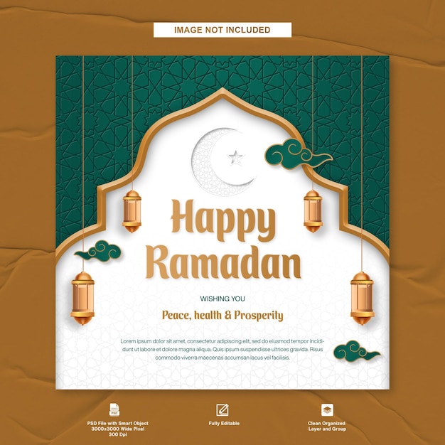 Banner de feliz Ramadã para mídia social modelo de postagem do Instagram