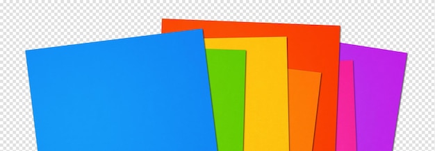 Banner de folha de papel A4 em branco arco-íris colorido isolado em fundo branco